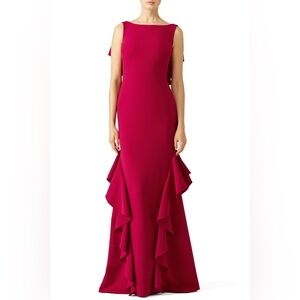 Theia Raspberry ruffle gown size 2/4